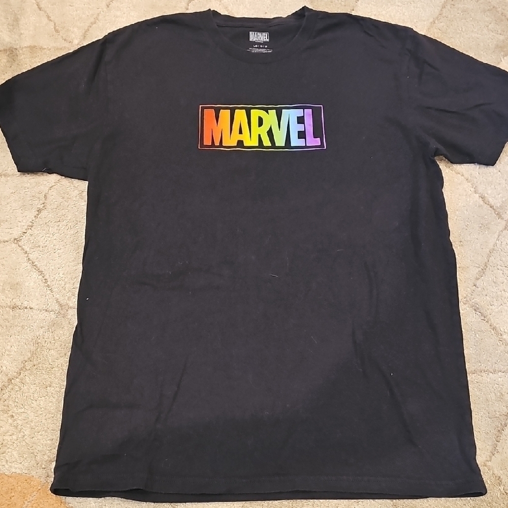 Marvel Black T-Shirt with Rainbow Logo